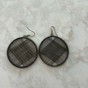 Dangling metal weave hoop earrings